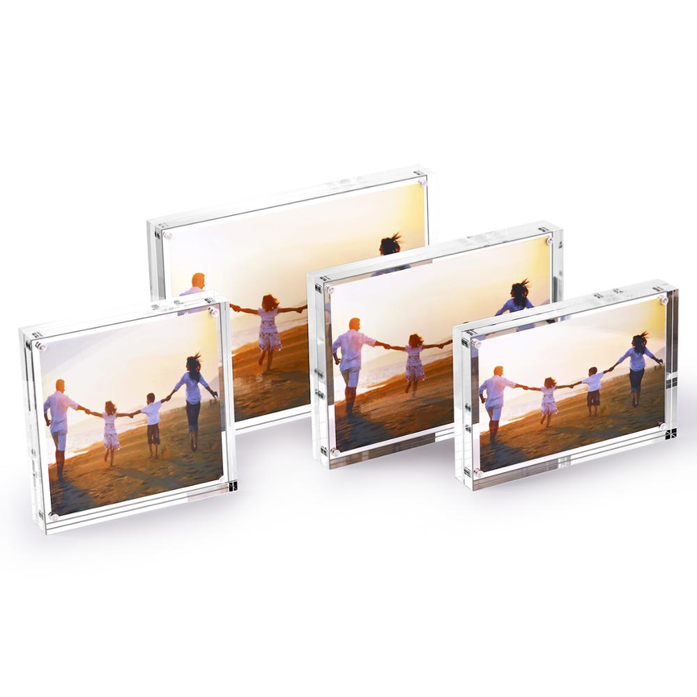 Acrylic Photo Frame Tabletop Desktop Picture Frame Magnetic Acrylic Block Holder Birthday Gift