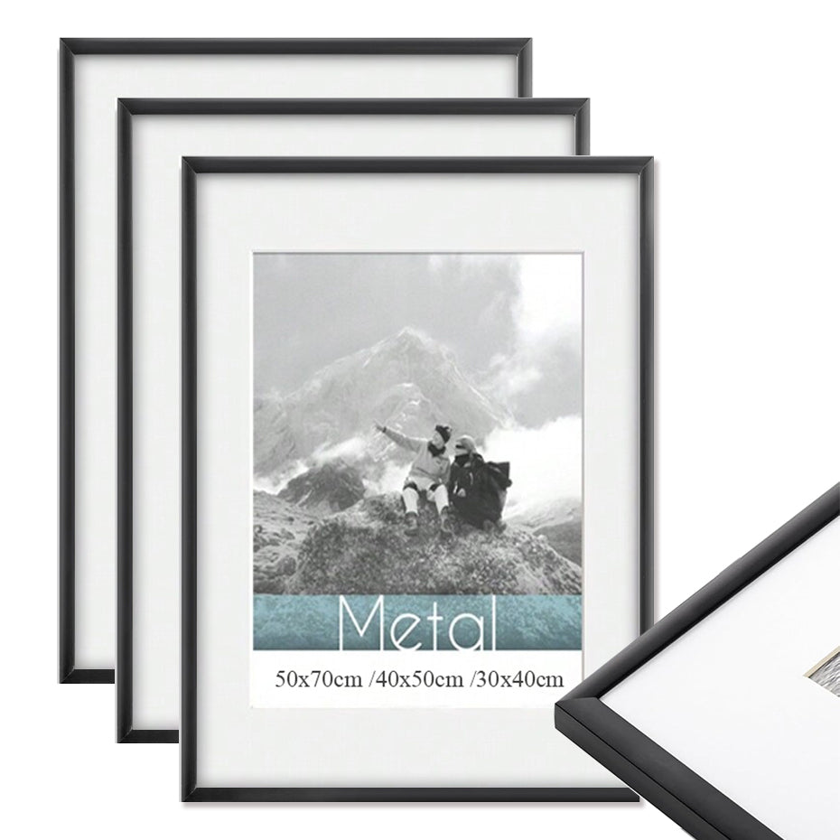 1/3pcs 30x40 50x70cm Picture Frames Aluminum Modern Photo Frame Black With Mat For Wall Art Mounting Canvas Print Home Decor