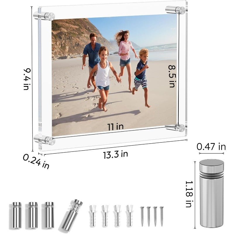 Clear Cube Photo Frames 4-Pack: Modern Floating Wall Display for Home Gallery, Minimalist Decor for Living Room, Office, Bedroom