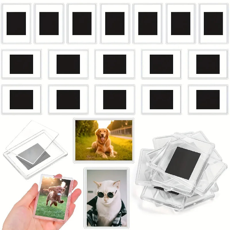 50Pcs Acrylic Blank Photo Frame, Insert Fridge Magnets Decoration, Mini Magnetic Refrigerator Photo Picture Frames, 2x3.03 In