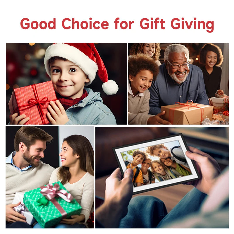 Christmas Gift Frameo 10.1 Inch WiFi Digital Picture Frame，1280 * 800IPS HD Cloud Smart Digital Photo Frame,32GB Storage,