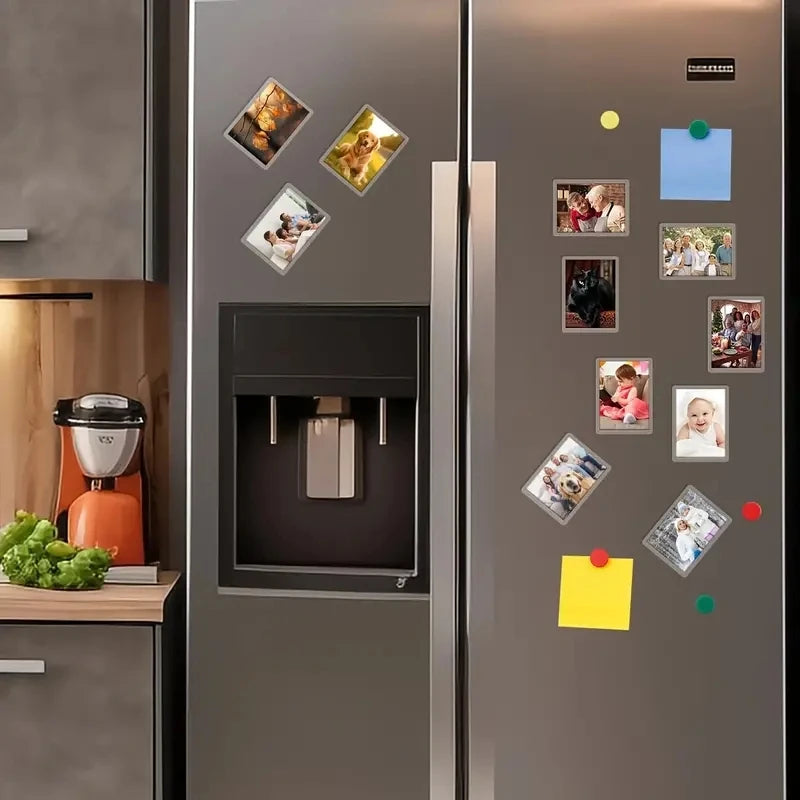 50Pcs Acrylic Blank Photo Frame, Insert Fridge Magnets Decoration, Mini Magnetic Refrigerator Photo Picture Frames, 2x3.03 In