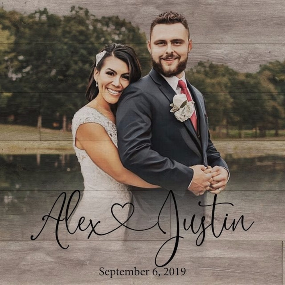 Personalized Wood Photo Frame Custom Photo Printed on Wood Slice Art Engrave Text Logo Home Decor Mothers Day Anniversary Gift