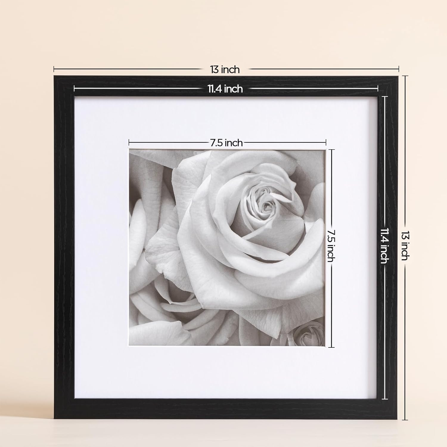 12x12 Picture Frames Set of 9 Classic Gallery Wall Frame Set Displays 8x8 Photo with Mat or 12x12 without Mat