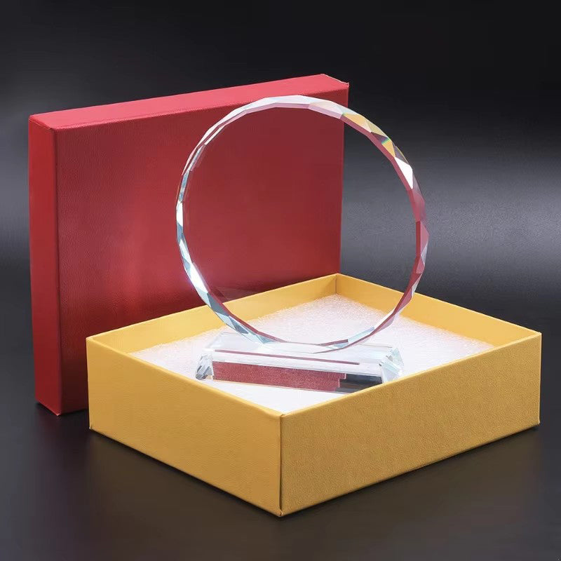 Free Custom DIY Round Shape Crystal Glass Photo Frame Personalized Wedding Family Anniversary Souvenir Birthday Gifts Home Decor