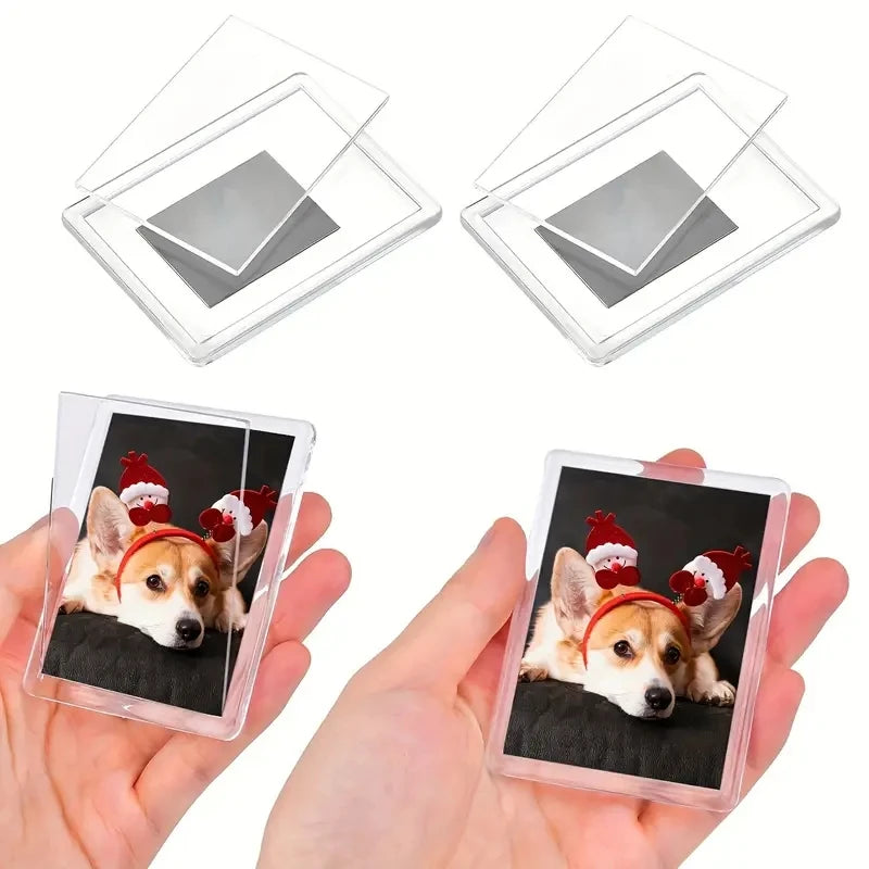 50Pcs Acrylic Blank Photo Frame, Insert Fridge Magnets Decoration, Mini Magnetic Refrigerator Photo Picture Frames, 2x3.03 In