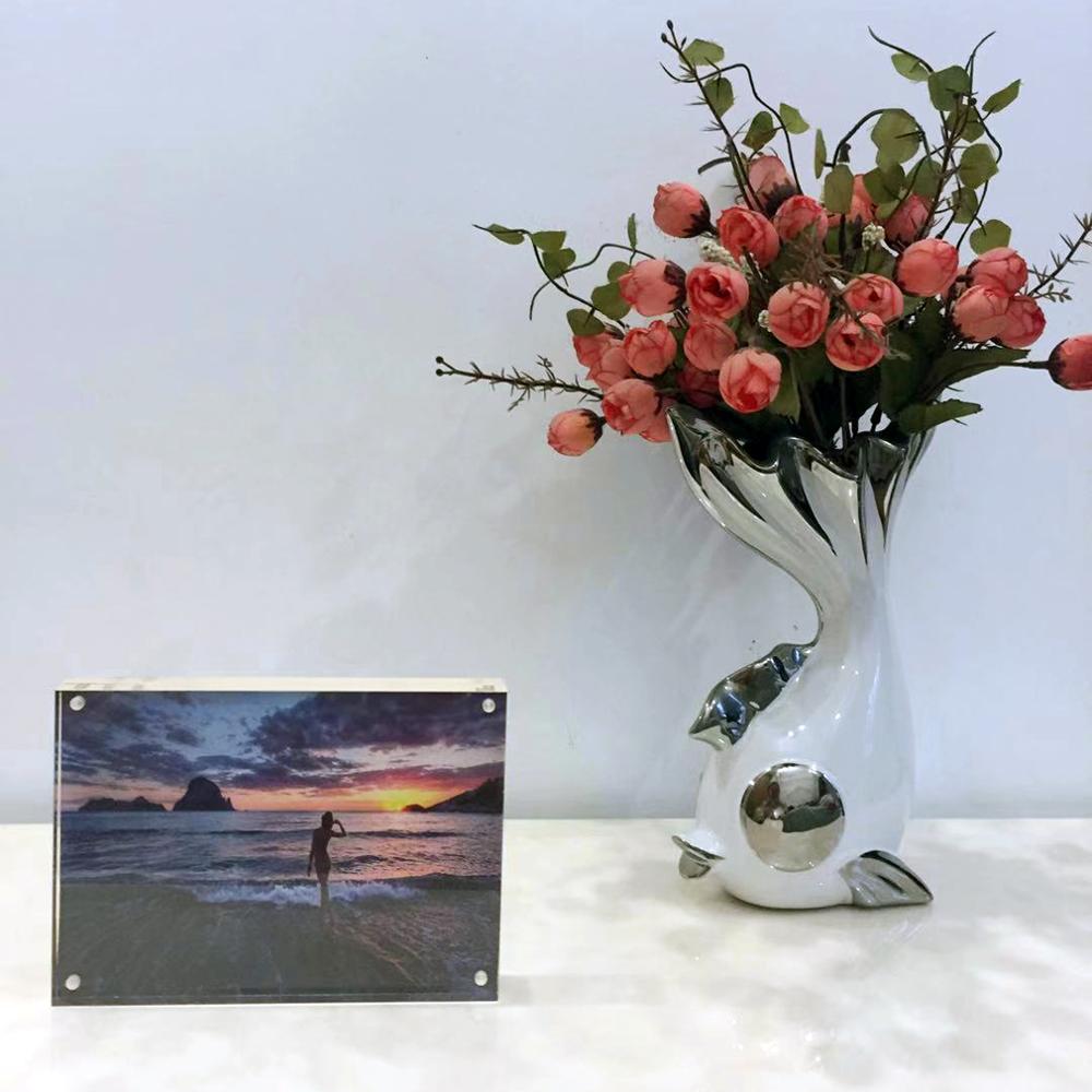 Acrylic Photo Frame Tabletop Desktop Picture Frame Magnetic Acrylic Block Holder Birthday Gift
