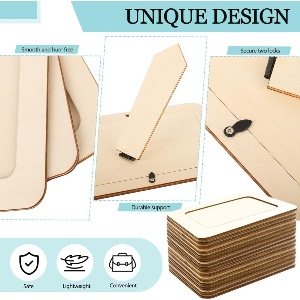 RYKOMO 12 Pieces DIY Wooden Picture Frames, Unfinished Solid Wood Photo Picture Frames for 4 x 6 in Photos, Standing Wooden