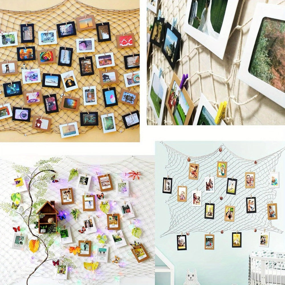 84 Pieces of Paper Photo Frames, Black Ultra-thin DIY Wall Hanging Picture Frame Album+rope+clip Set, DIY Wall Decoration