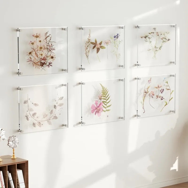 Clear Cube Photo Frames 4-Pack: Modern Floating Wall Display for Home Gallery, Minimalist Decor for Living Room, Office, Bedroom