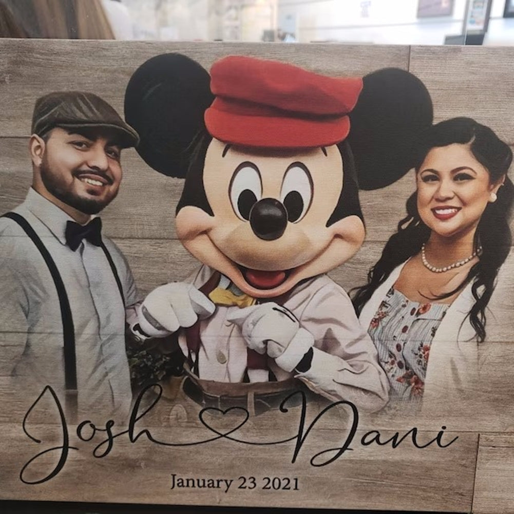 Personalized Wood Photo Frame Custom Photo Printed on Wood Slice Art Engrave Text Logo Home Decor Mothers Day Anniversary Gift