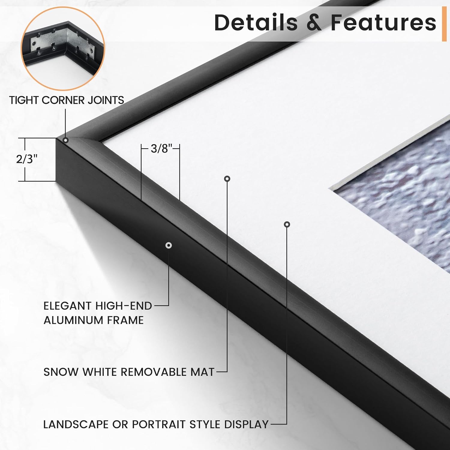 1/3pcs 30x40 50x70cm Picture Frames Aluminum Modern Photo Frame Black With Mat For Wall Art Mounting Canvas Print Home Decor