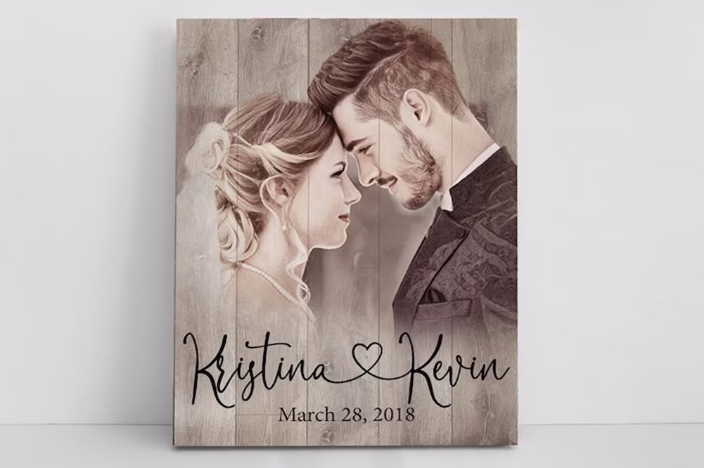 Personalized Wood Photo Frame Custom Photo Printed on Wood Slice Art Engrave Text Logo Home Decor Mothers Day Anniversary Gift