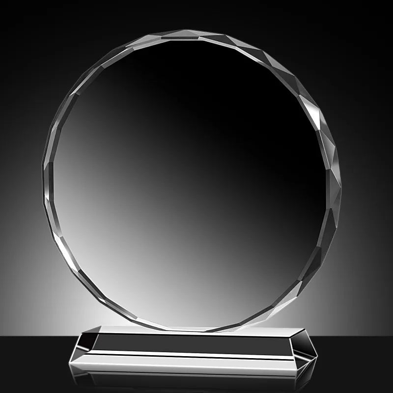 Free Custom DIY Round Shape Crystal Glass Photo Frame Personalized Wedding Family Anniversary Souvenir Birthday Gifts Home Decor