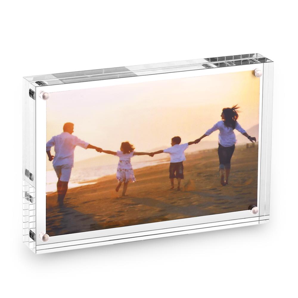 Acrylic Photo Frame Tabletop Desktop Picture Frame Magnetic Acrylic Block Holder Birthday Gift