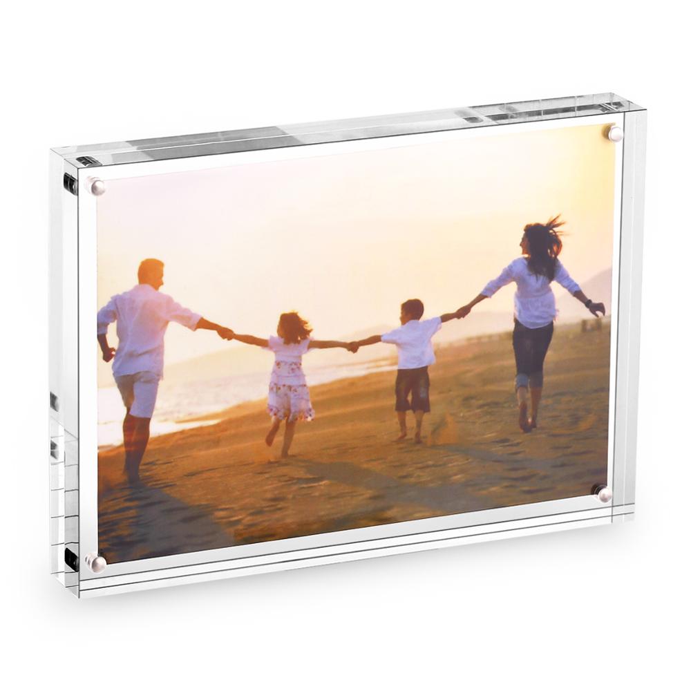 Acrylic Photo Frame Tabletop Desktop Picture Frame Magnetic Acrylic Block Holder Birthday Gift