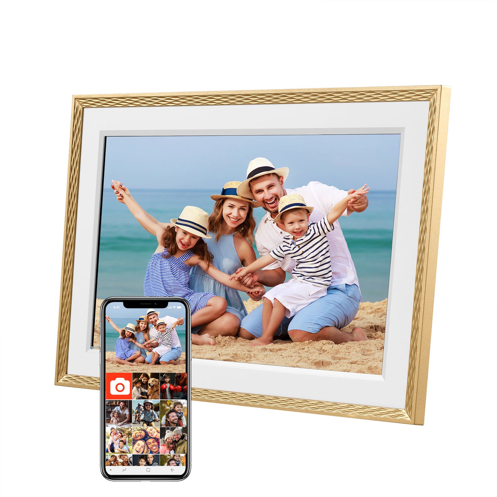 Christmas Gift Frameo 10.1 Inch WiFi Digital Picture Frame，1280 * 800IPS HD Cloud Smart Digital Photo Frame,32GB Storage,